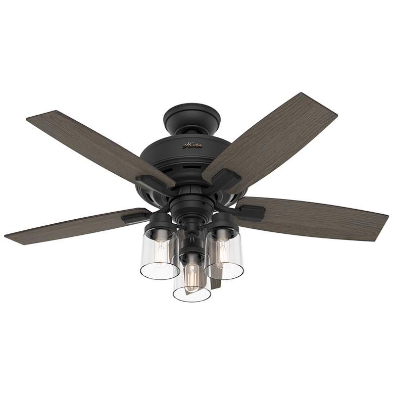 Image 1 44 inch Hunter Bennett Matte Black Ceiling Fan with LED Light Kit