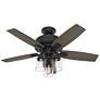 44" Hunter Bennett Matte Black Ceiling Fan with LED Light Kit