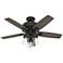 44" Hunter Bennett Matte Black Ceiling Fan with LED Light Kit