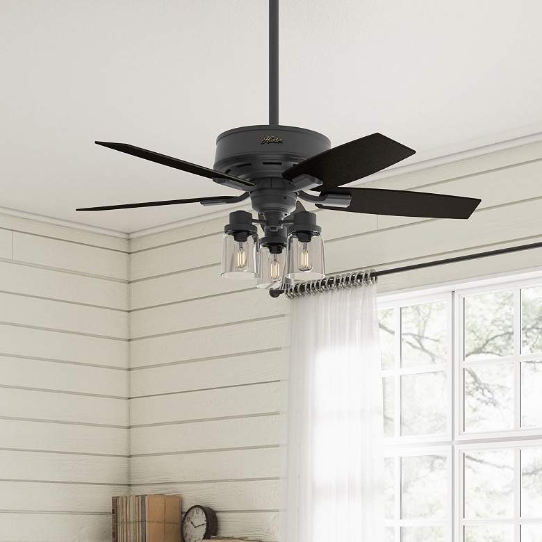 Image 1 44" Hunter Bennett Matte Black Ceiling Fan with LED Light Kit