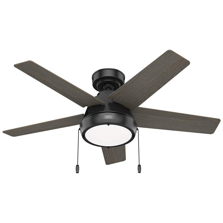 Image 1 44" Hunter Burroughs LED Matte Black Ceiling Fan with Pull Chain