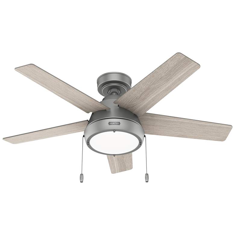 Image 1 44 inch Hunter Burroughs Matte Silver LED Ceiling Fan with Pull Chain