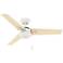 44" Hunter Cassius Fresh White Damp Rated Ceiling Fan with Pull Chain