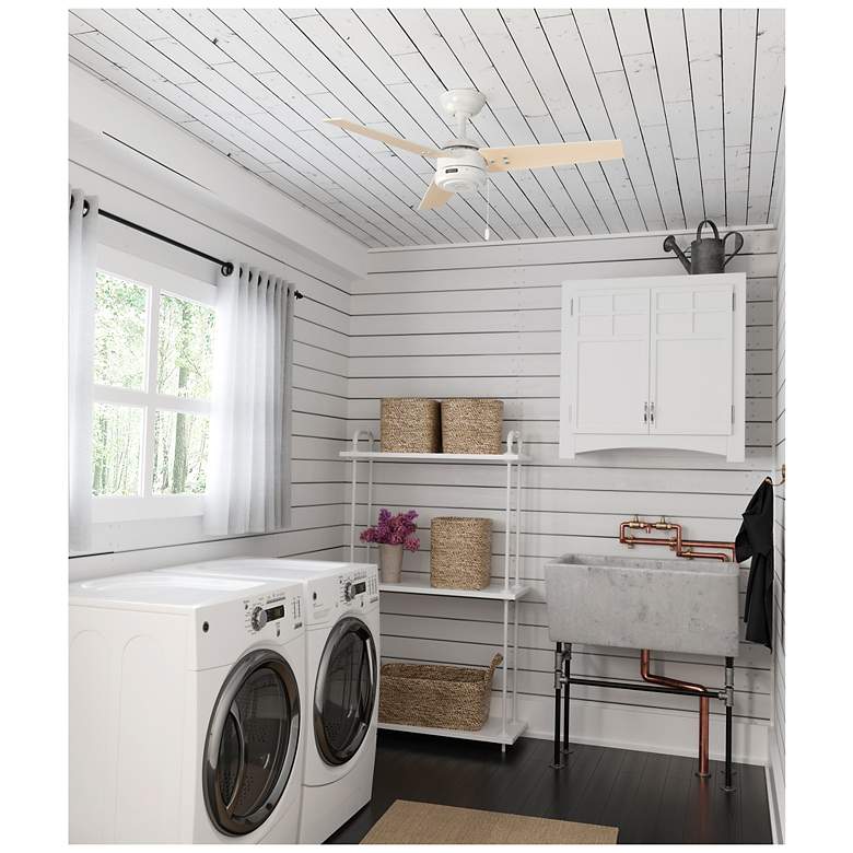 Image 6 44" Hunter Cassius Fresh White Damp Rated Ceiling Fan with Pull Chain more views