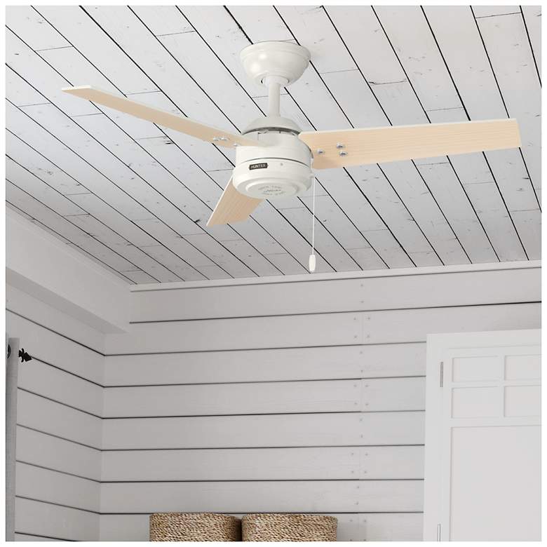 Image 7 44" Hunter Cassius Fresh White Damp Rated Ceiling Fan with Pull Chain more views