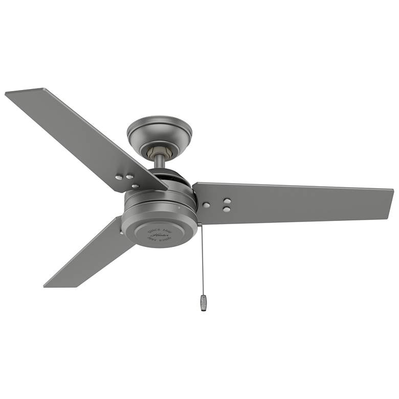 Image 1 44" Hunter Cassius Matte Silver Damp Rated Ceiling Fan with Pull Chain
