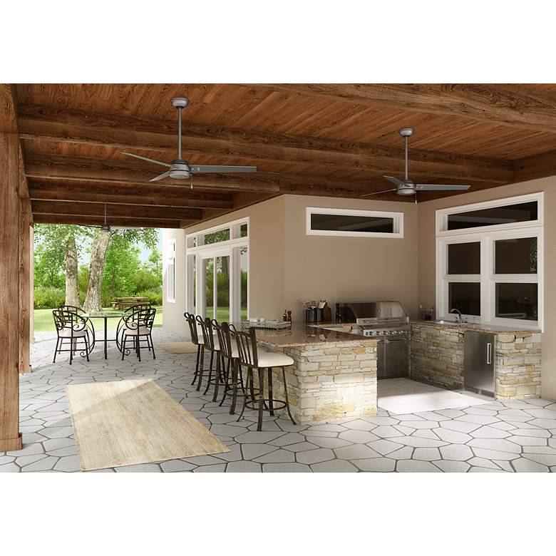 Image 6 44" Hunter Cassius Matte Silver Damp Rated Ceiling Fan with Pull Chain more views