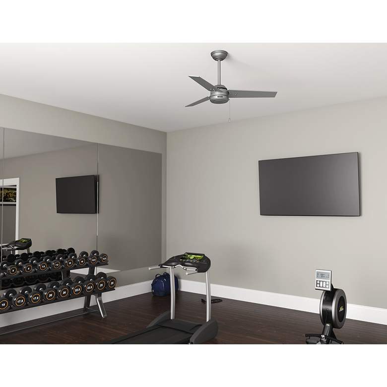 Image 7 44" Hunter Cassius Matte Silver Damp Rated Ceiling Fan with Pull Chain more views