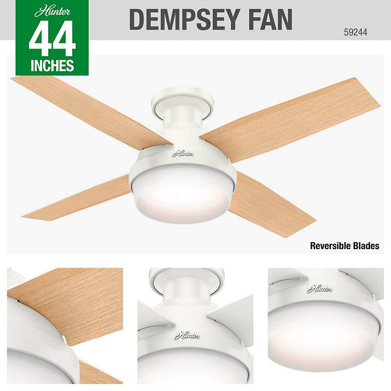 Image 5 44" Hunter Dempsey Indoor LP Fresh White LED Ceiling Fan with Remote more views