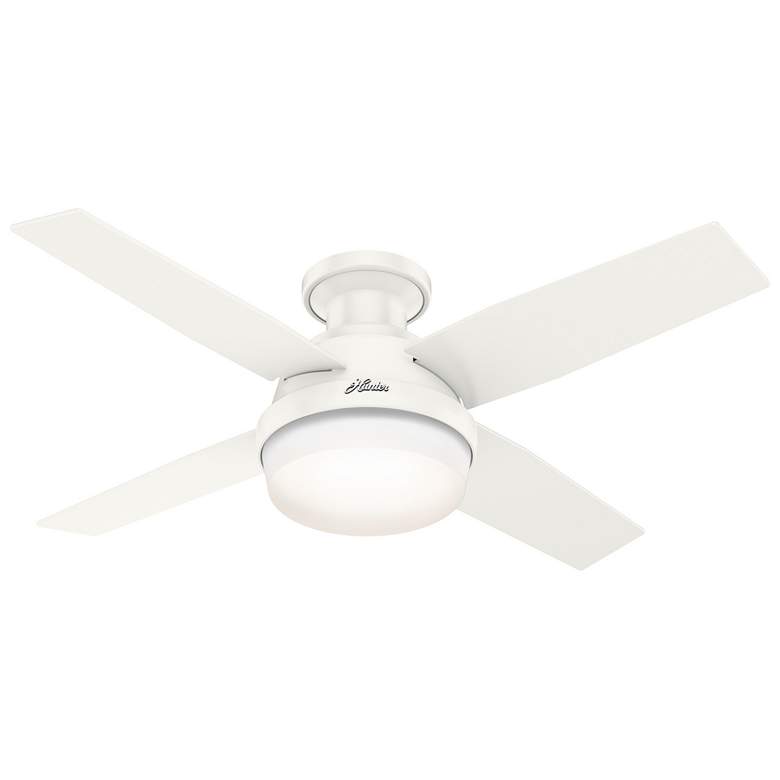 Image 1 44 inch Hunter Dempsey LED Fresh White Damp Rated Ceiling Fan with Remote