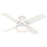 44" Hunter Dempsey LED Fresh White Damp Rated Ceiling Fan with Remote