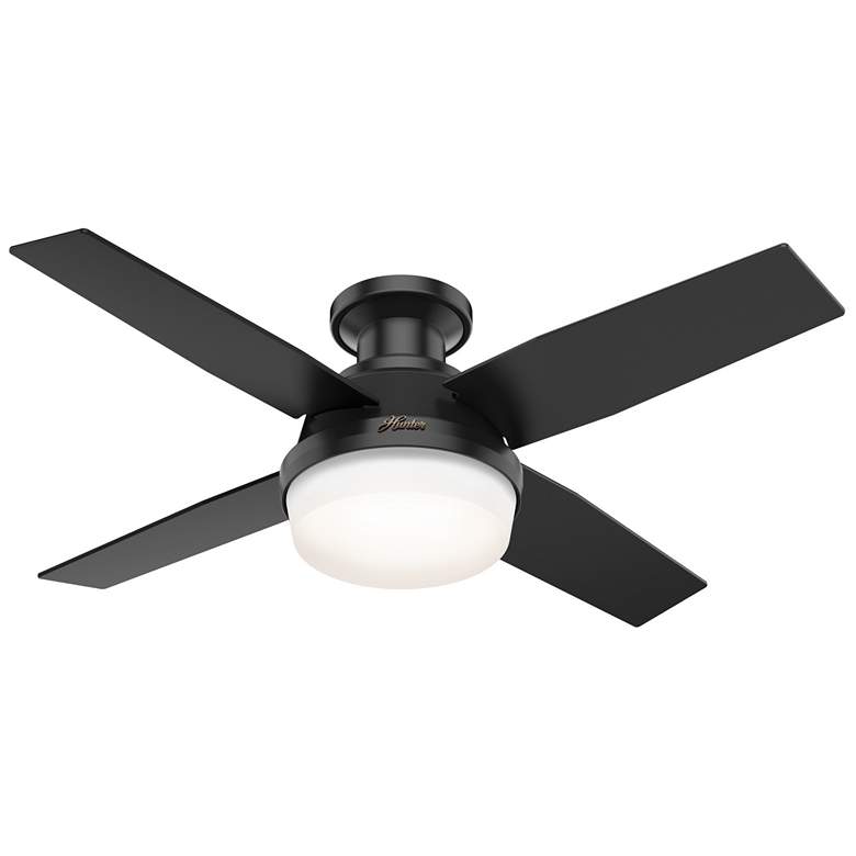 Image 1 44 inch Hunter Dempsey LED Matte Black Damp Rated Ceiling Fan with Remote