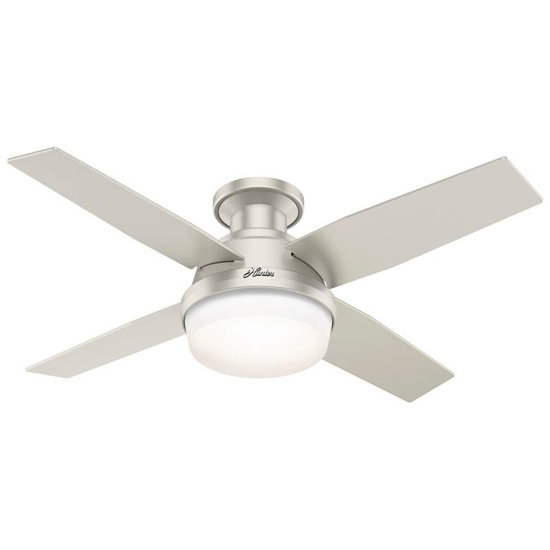 Image 1 44 inch Hunter Dempsey LED Matte Nickel Damp Rated Ceiling Fan with Remote