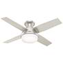 44" Hunter Dempsey LED Matte Nickel Damp Rated Ceiling Fan with Remote