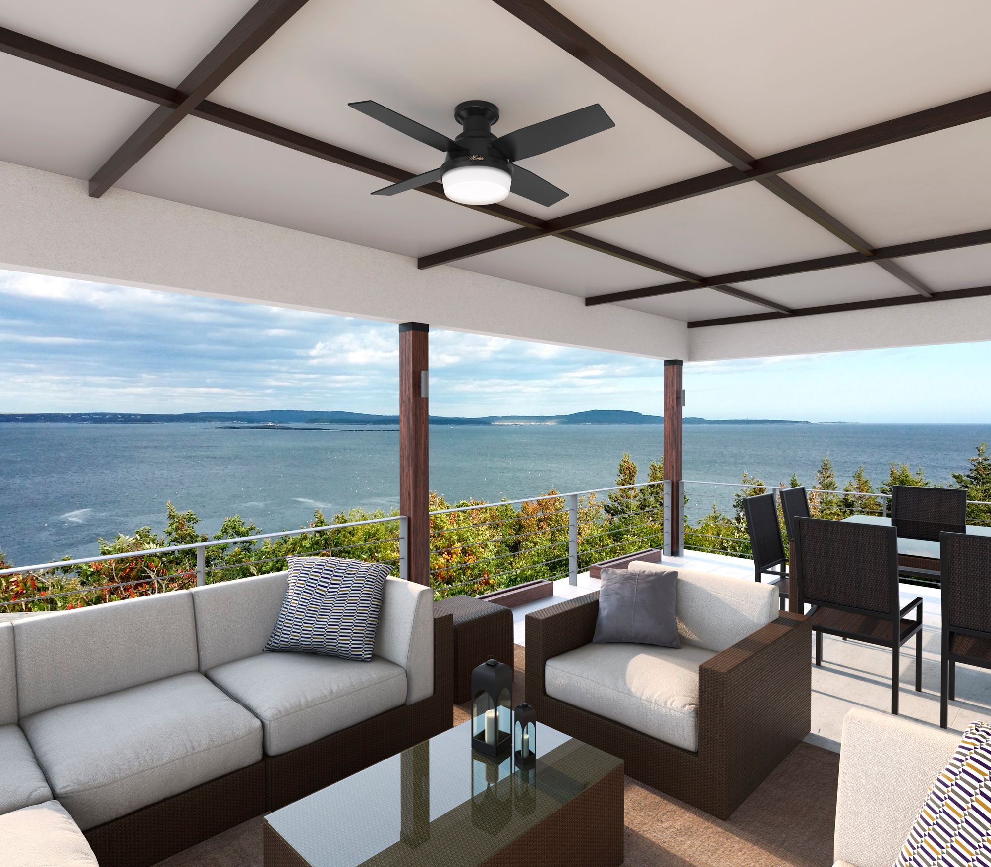 44" Hunter Dempsey Matte Black LED Ceiling Fan