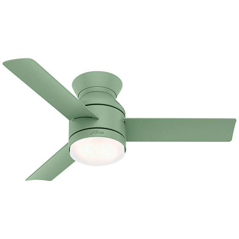 Image 1 44 inch Hunter Dublin Dusty Green LED Indoor Remote Hugger Ceiling Fan