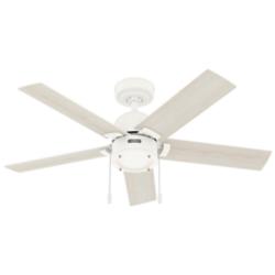 44" Hunter Erling Matte White Ceiling Fan with LED Light Kit