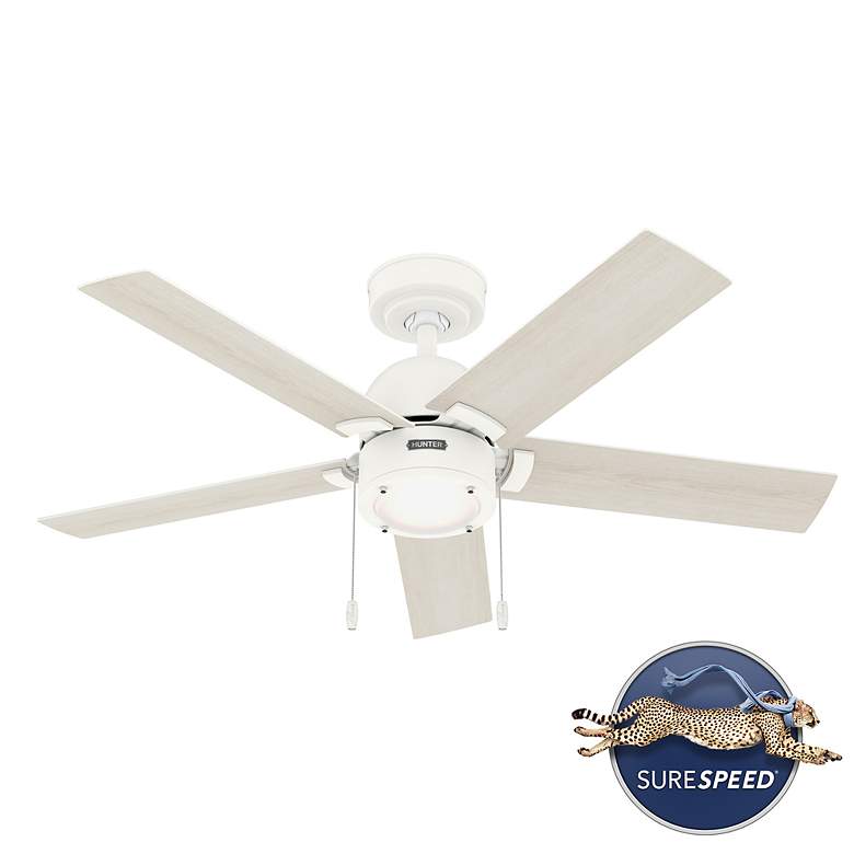 Image 7 44" Hunter Erling Matte White Ceiling Fan with LED Light Kit more views