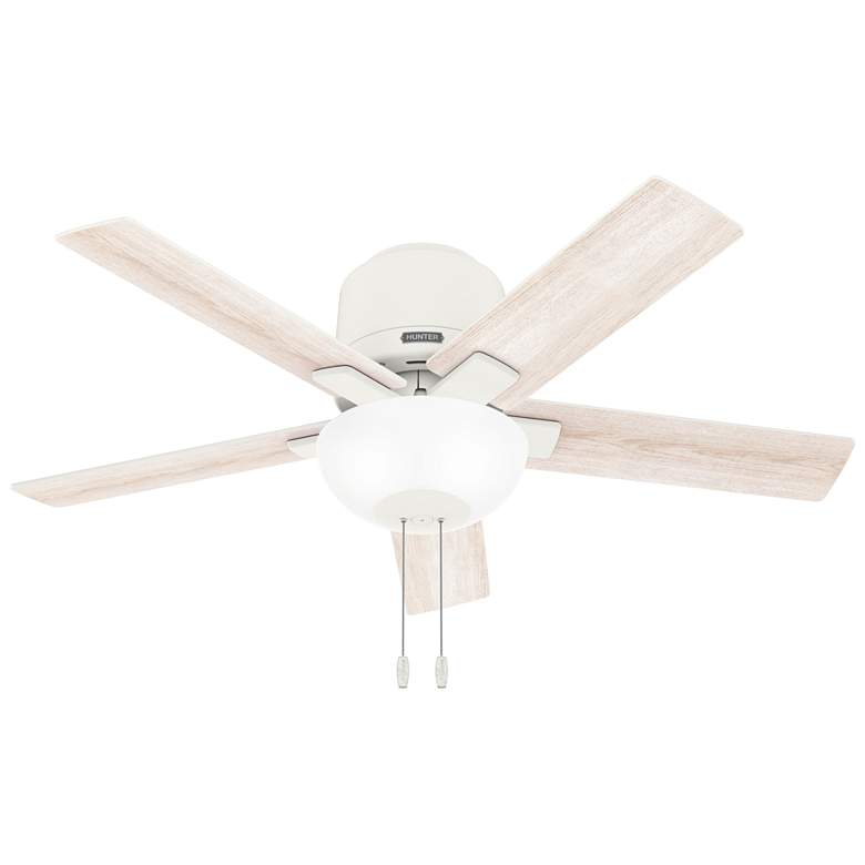 Image 1 44" Hunter Fitzgerald Matte White LP Ceiling Fan with LED Light Kit