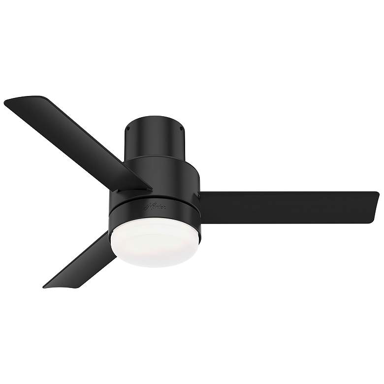 Image 1 44 inch Hunter Gilmour Matte Black LP Damp Rated Ceiling Fan with LED Ligh