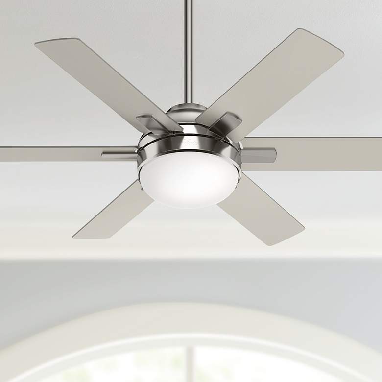 Image 1 44 inch Hunter Hardaway Brushed Nickel LED Ceiling Fan with Remote