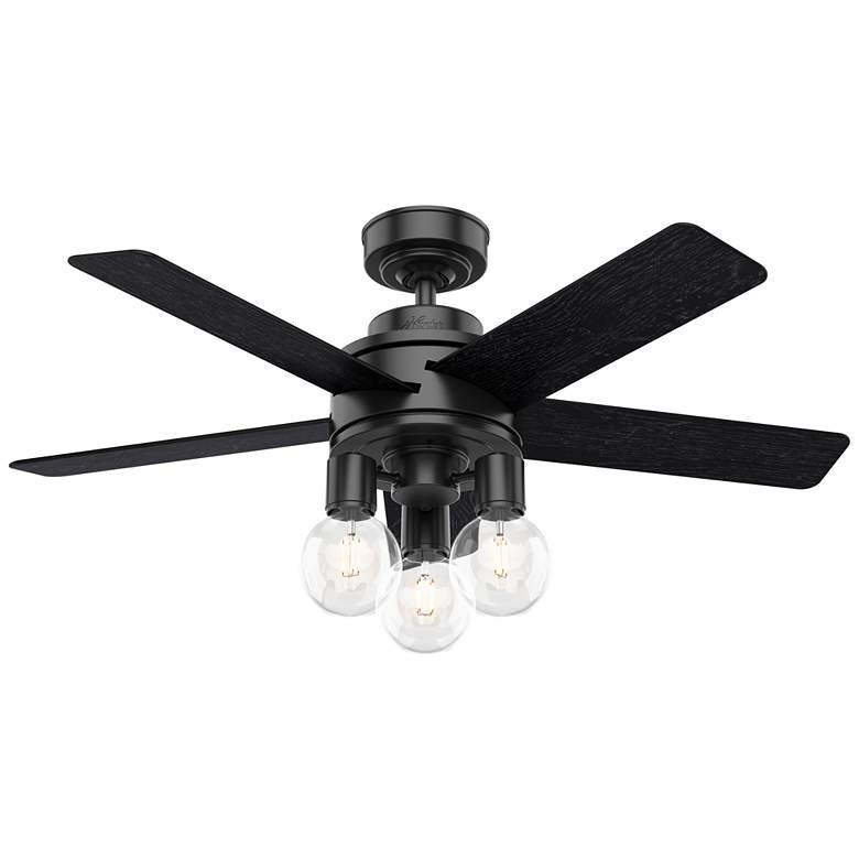 Image 1 44 inch Hunter Hardwick Matte Black Ceiling Fan with LED Light Kit