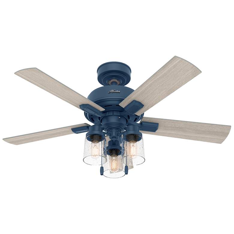 Image 1 44 inch Hunter Hartland Indigo Blue Ceiling Fan with LED Light Kit