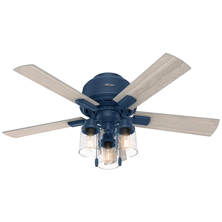 Image 1 44" Hunter Hartland LED Indigo Blue Low Profile Pull Chain Ceiling Fan