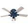 44" Hunter Hartland LED Indigo Blue Low Profile Pull Chain Ceiling Fan