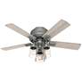 44" Hunter Hartland Matte Silver Low Profile Ceiling Fan with LED Ligh
