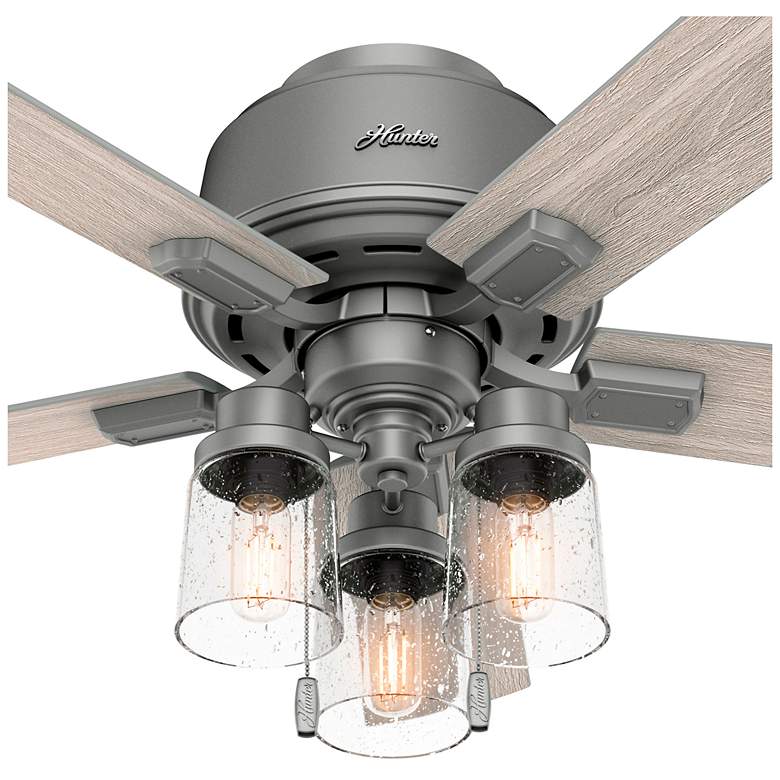 Image 3 44" Hunter Hartland Matte Silver Low Profile Ceiling Fan with LED Ligh more views