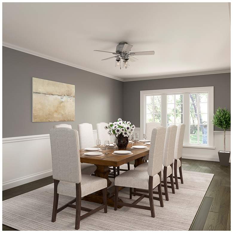 Image 6 44" Hunter Hartland Matte Silver Low Profile Ceiling Fan with LED Ligh more views