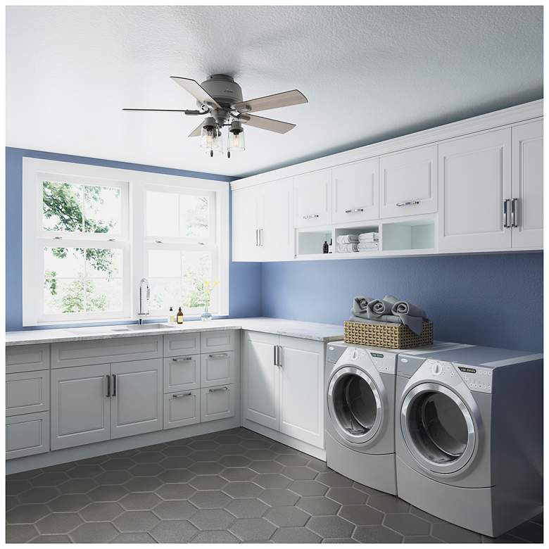 Image 7 44" Hunter Hartland Matte Silver Low Profile Ceiling Fan with LED Ligh more views