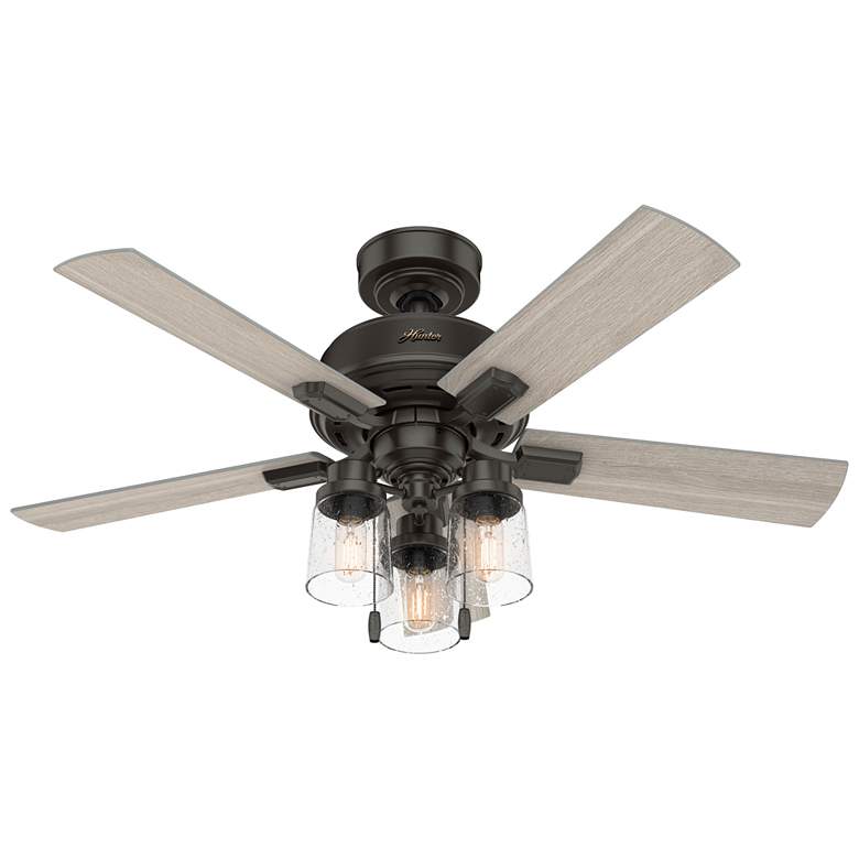 Image 1 44" Hunter Hartland Noble Bronze Gray Oak LED Ceiling Fan