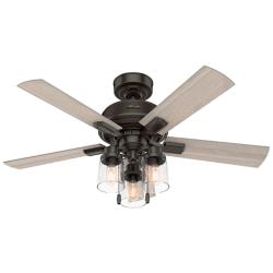 44" Hunter Hartland Noble Bronze Gray Oak LED Ceiling Fan