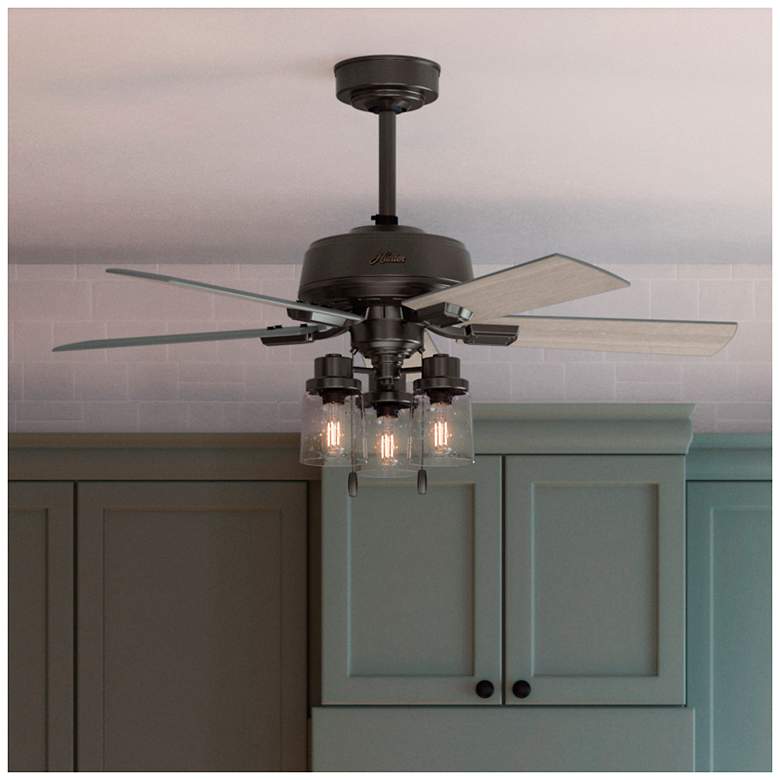 Image 7 44" Hunter Hartland Noble Bronze Gray Oak LED Ceiling Fan more views