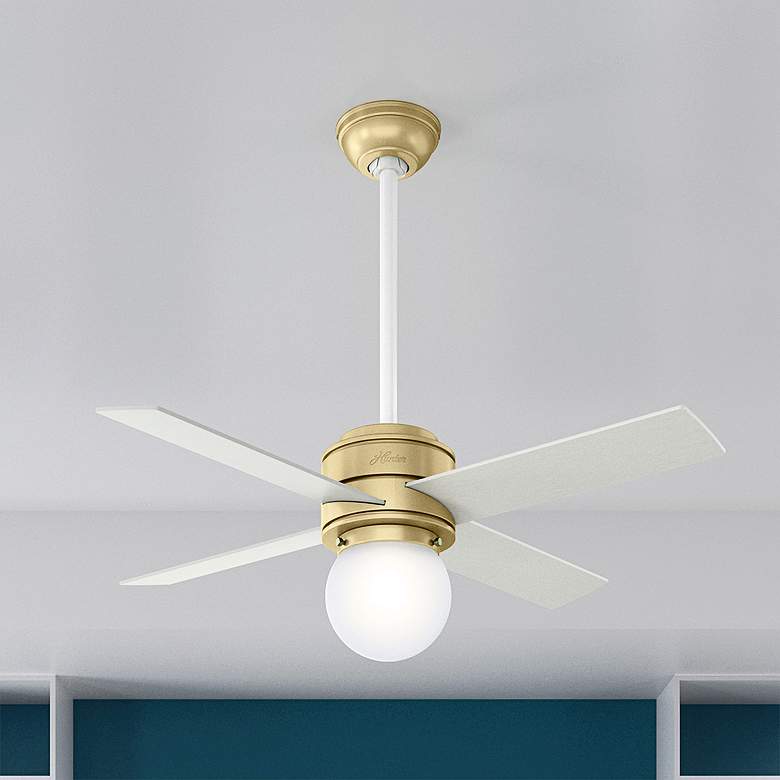 Image 1 44 inch Hunter Hepburn Modern Brass LED Ceiling Fan with Wall Control