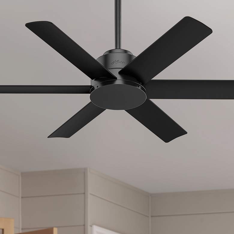 Image 1 44 inch Hunter Kennicott Black Damp Rated Ceiling Fan with Wall Control