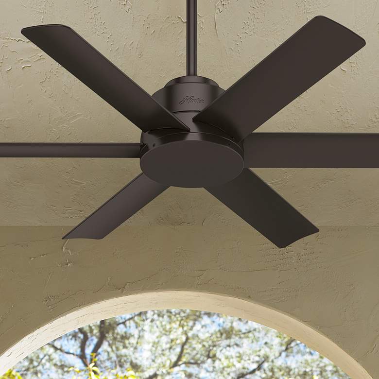 Image 1 44 inch Hunter Kennicott Bronze Damp Rated Ceiling Fan with Wall Control