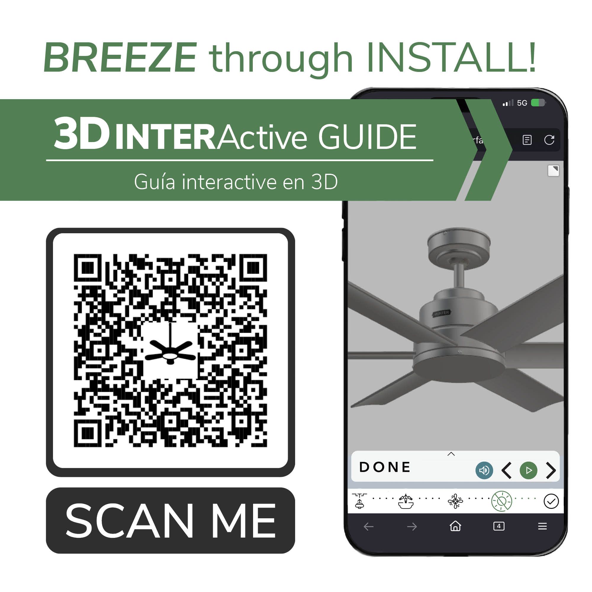 44" Hunter Kennicott Bronze Damp Rated Ceiling Fan with Wall Control