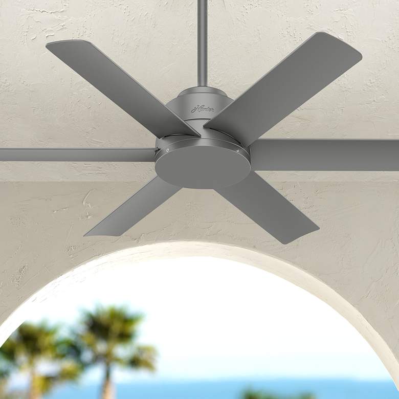 Image 1 44 inch Hunter Kennicott Silver Damp Rated Ceiling Fan with Wall Control