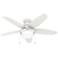 44" Hunter Lilliana Fresh White LED Hugger Ceiling Fan with Pull Chain