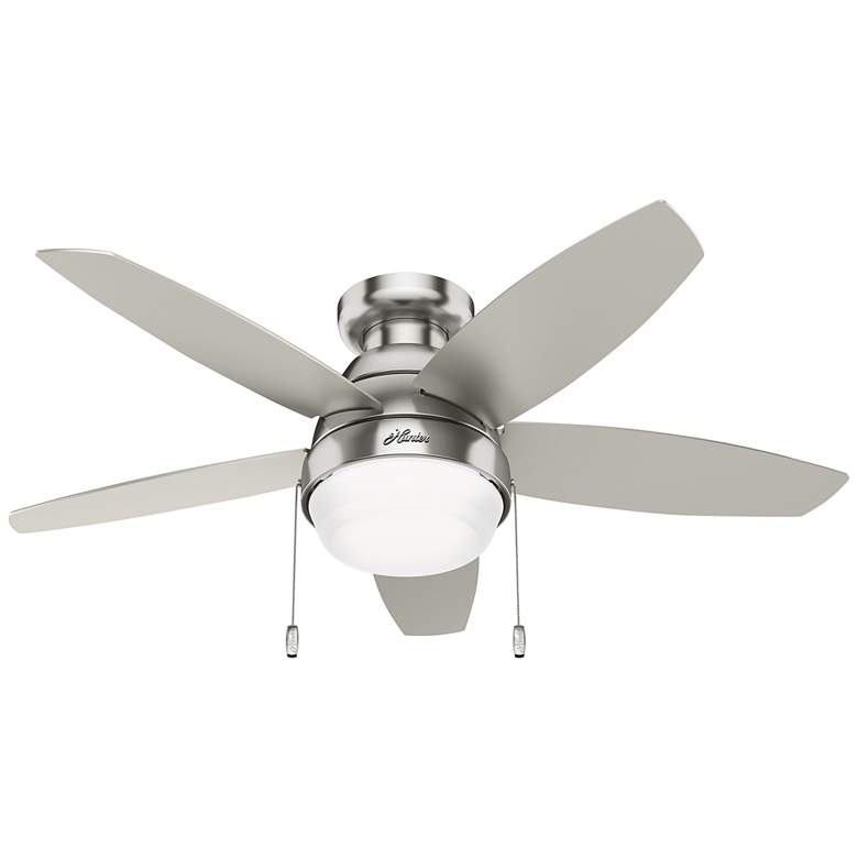 44&quot; Hunter Lilliana Nickel LED Hugger Ceiling Fan with Pull Chain