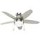 44" Hunter Lilliana Nickel LED Hugger Ceiling Fan with Pull Chain