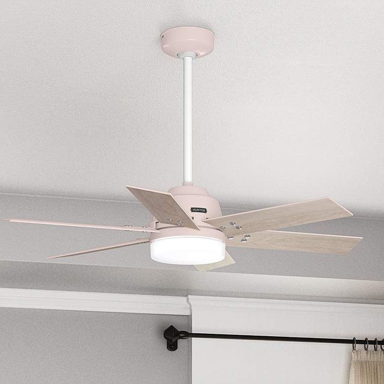 Image 1 44 inch Hunter Pacer Blush Pink Finish LED Ceiling Fan with Remote
