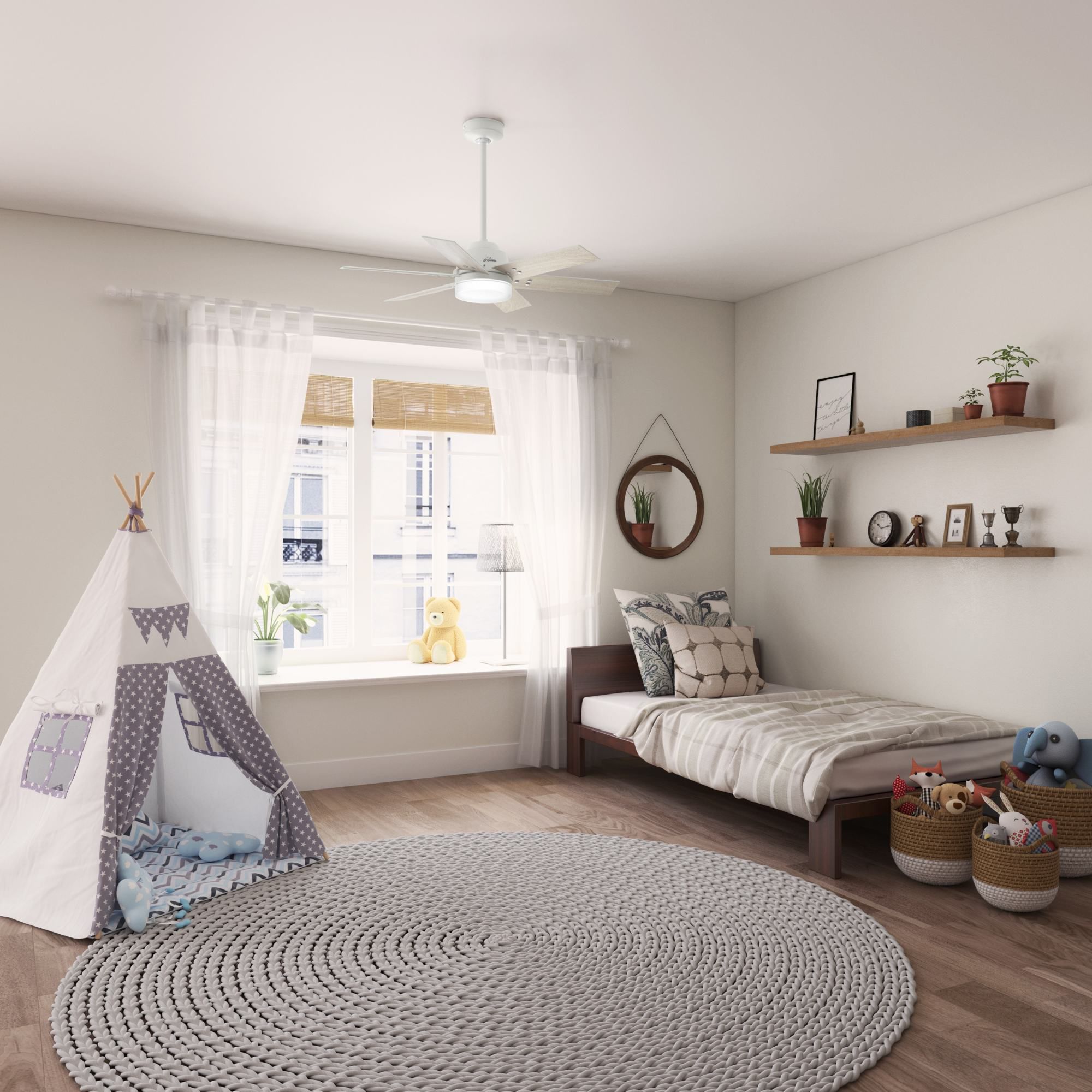 44" Hunter Pacer Fresh White LED Ceiling Fan with Remote