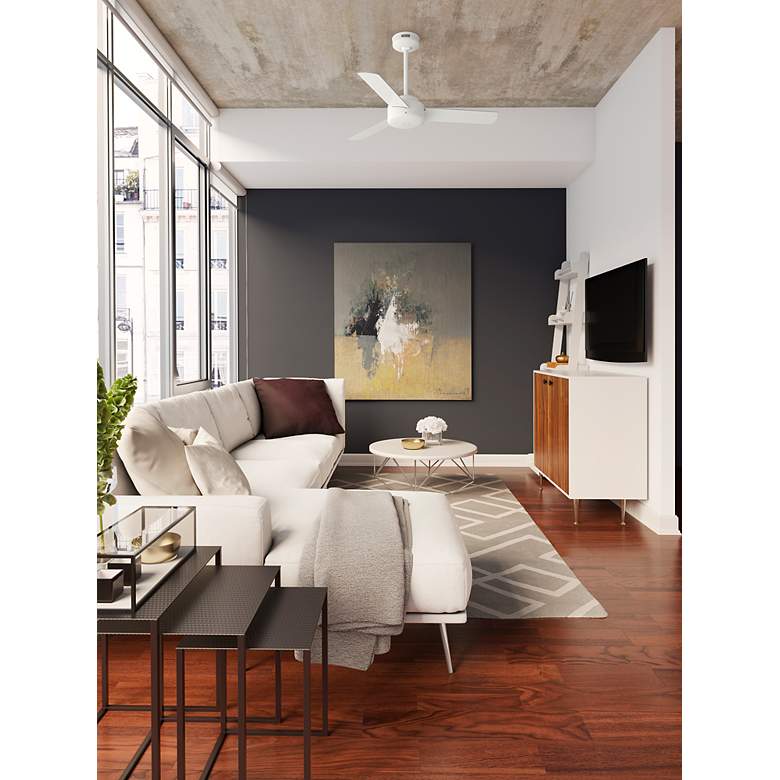Image 5 44" Hunter Presto Matte White 3-Blade Ceiling Fan with Wall Control more views