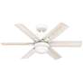 44" Hunter Radeon Matte White LED Smart Ceiling Fan with Wall Control
