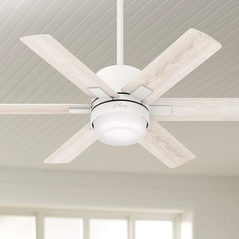 Image 1 44" Hunter Radeon Matte White LED Smart Ceiling Fan with Wall Control