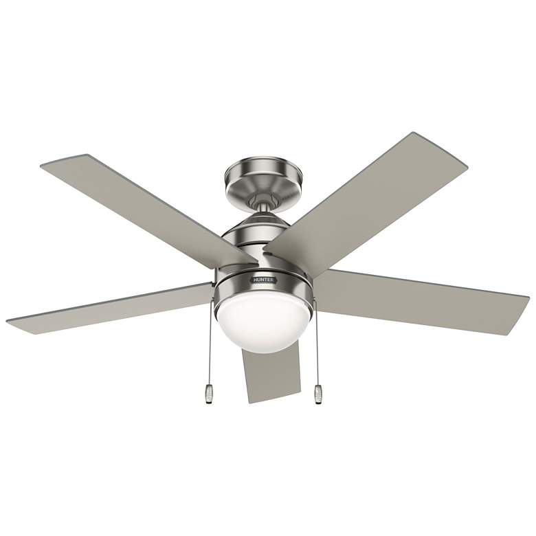 Image 1 44 inch Hunter Rogers LED Brushed Nickel Ceiling Fan with Pull Chain